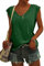 ASKSA Damen V-Ausschnitt Flügelärmeln T-Shirt Sommer Einfarbig Tank Top Oberteile Casual Lose Shirts Basic Hemd Tee Tops (Grün,L)