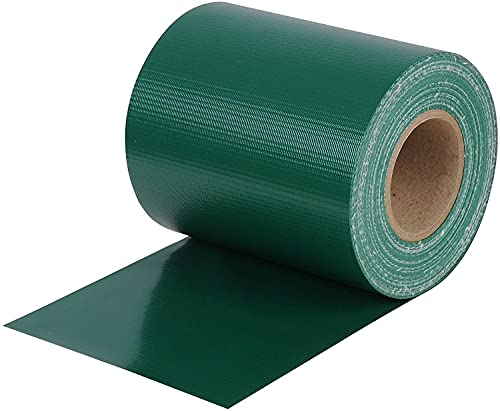 WOLTU Sichtschutzstreifen für doppelstabmatten 450 g/m² PVC, Doppelstabmattenzaun Blickdicht Wetterfest Windschutz 19 cm x 140 m, Sichtschutz zaun für Garten Balkon inkl.100 Befestigungsclips, Grün