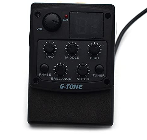 G-Tone GT-3 4-Band-Akustikgitarre EQ PREAMP-System Piezo-Pickup Equalizer Chromatisches Tuner-Phaseffekt Gitarrenzubehör Gitarren Pickup