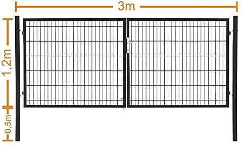 Puerta de doble hoja para jardín, 3 x 1,2 m