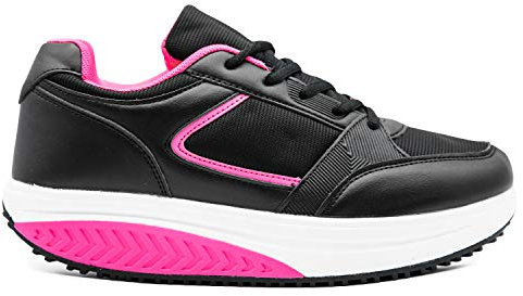 Mapleaf Scarpe Basculanti Donna Uomo Glutei Sneakers Fitness Ginnastica Schiena Dimagranti Sportive Sportiva Scarpa Foam Invernali Estive Jogging Ortopedico Comode Donnascarpe Fucsia Nero Taglia 38
