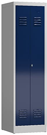 Lüllmann Spind Spindschrank für 1 Person 2 Abteile Kleiderspind 180x50x50mm grau/blau