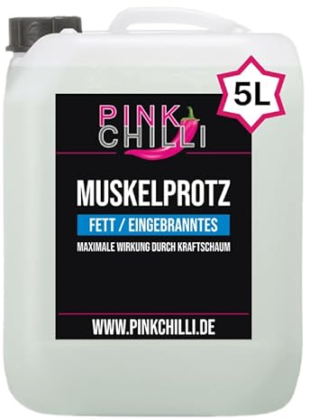 Pink Chilli Muskelprotz | Detergente professionale per forno e barbecue dal settore commerciale | Spray in schiuma da 5 l | potente concentrato | Contro incrostazioni bruciate