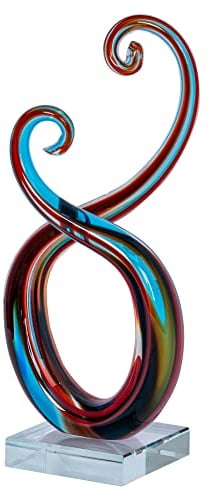 Skulptur H28cm Glas Glasdeko Blau Rot Deko Design Figur Unikat Tischdeko Geschenk Dekofigur