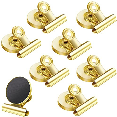 8 Pack Refrigerator Magnets Fridge Magnets Magnetic Clips Perfect for Refrigerator Whiteboard Magnets Photo Displays Home School Use(Gold)