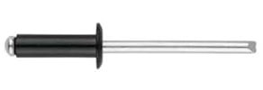 Rivets 4,8x10 mm noir RAL 9005 ALU acier par 100
