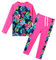 ZNYUNE Girls 2PCS Leaves Printed Swimwear Long Sleeve Swimsuit Set Kids Bathing Suit Swimming Costume for Age 3 to 10 Years S301 NavyFlower 14A