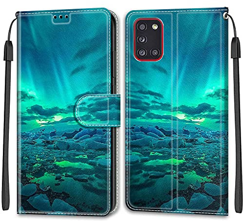 Feyten Kompatibel mit Samsung Galaxy A31 Hülle, Galaxy A31 Schutzhülle Wallet Leder Klappbar Kartenfach Magnet Klapphülle Case Cover Lederhülle (Aurora)