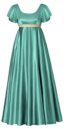 Gothden Women Vintage Regency Dresses High Waist Retro Regency Dress Ladies Retro Ribbon Ruffled Puff Sleeve Dress Light Green