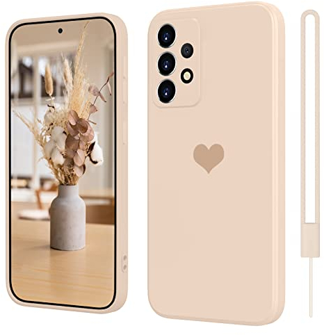 SupVict Samsung Galaxy A52 5G 4G/A52s 5G Hülle Silikon Case mit Herz, Hanyhülle Samsung Galaxy A52s 5G mit Microfiber, Kratzfeste Rundumschutz Case Stoßfest Slim Hülle für Samsung A52 6.5'' Khaki