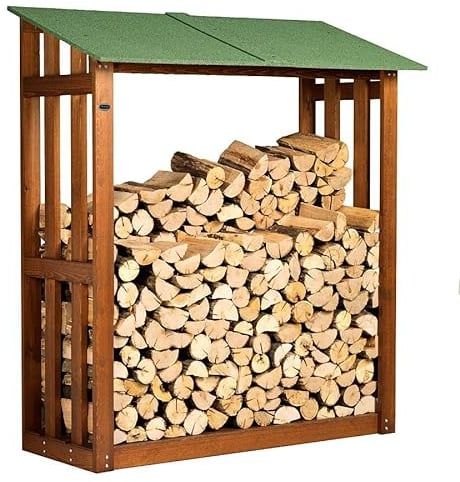 Acquista in Fabbrica Portalegna Legnaia in Legno da giardino esterno ripostiglio MADE IN ITALY Mod. L122 Mis. L122 x P70 x 180H