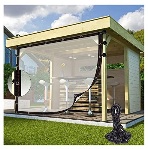 Aoisavch Outdoor Curtains, 0.14mm Thickness Waterproof Gazebo Curtains with Eyelets for Pergola, 60 Sizes (Color : Clear, Size : 6.56x8.2'/2x2.5m)