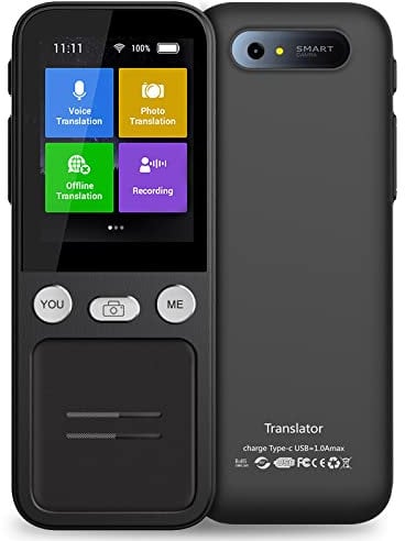 Übersetzer Sprachübersetzer Gerät, 137 Sprachen Intelligenter Fremdsprachenübersetzer, Sofortübersetzer mit Sprach/Fotoübersetzung, 2,4 Zoll Touchscreen, Unterstützt WLAN/Hotspot/Offline-Übersetzung