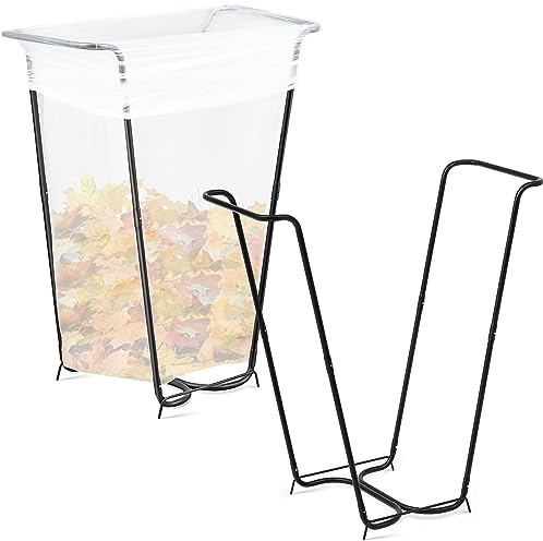 Gisafai 2 Pieces Metal Leaf Bag Holder Stand Portable Trash Bag Holder Frame Outdoor Holds 30-45 Gallons for Garden Garbage Lawn Yard Camping Leaves
