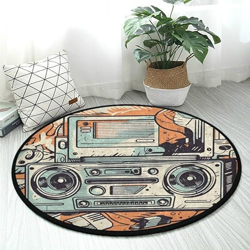 DNOVING RAR-299315313 Teppich, Comic-Stil, weich, rund, rutschfest, waschbar, perfekt für Wohnzimmer, Schlafzimmer, Küche, Bad, langlebig und kein Ausfallen, 91 cm