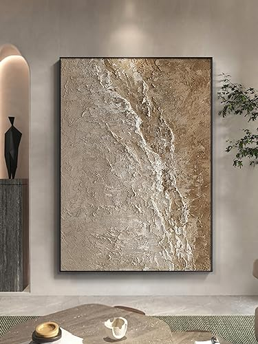 DELIGUO Großes Ölgemälde – Wabi-Sabi-Stil, Veranda, Dekoratives Wandbild, Wohnzimmer, Sofa, Hintergrund, Wandbehang, Malerei, Abstrakte, Dicke Textur, Bodenmalerei, 60 X 90 cm (24 X 35 Zoll)