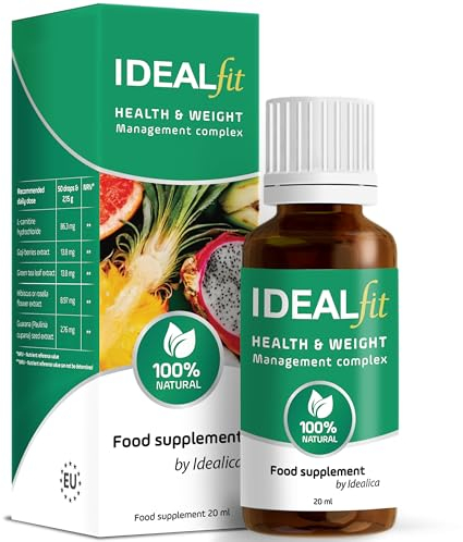 IDEALFIT tropfen von Idealica 100% natürliche Tropfen zum Abnehmen | Gewichtskontrolle und Appetitunterdrückung | L-Carnitin | Goji-Beeren | 20ml