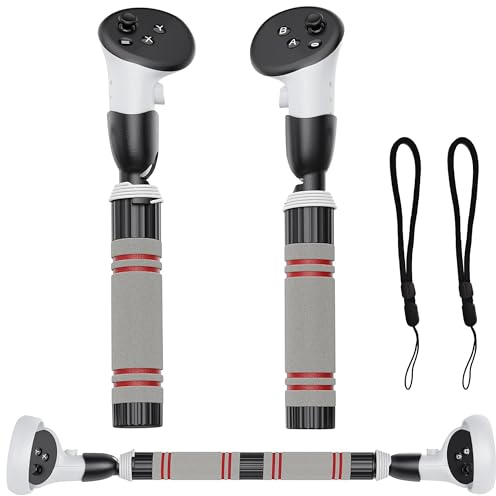 Mytrix VR Somatosensory Games verbessern die Griffbefestigung für Quest 3/Quest 2 Controller, kombinierbare 2-in-1-Griffverlängerungsgriffe zum Spielen von BeatSaber/Gorilla Tag/Golf/Tennis