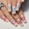 24pcs Medium Length Square False Nails With Glitter Pink Blue Heart Gem Decor - Stick-on Press-on Glue-on Fake Nail Set for Valentines Day, Women, Brides - Nail Art Accessories
