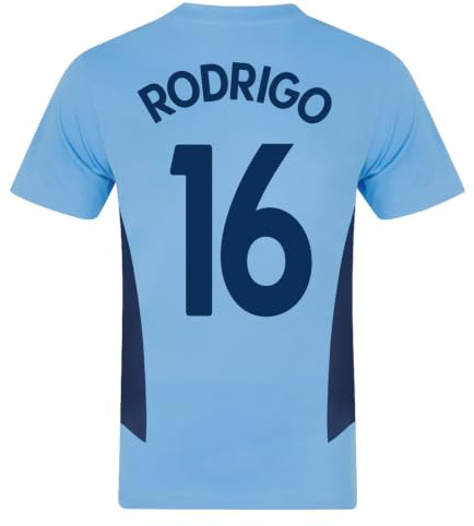 MANCHESTER CITY FC Mens Rodrigo 16 Poly T-Shirt Sky Blue XXL