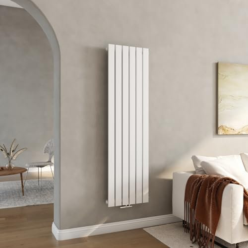 Heilmetz Radiateur plat 1600 x 460 mm Blanc Radiateur à panneaux design avec raccord latéral Une rangée Horizontal Radiateur de salle de bain