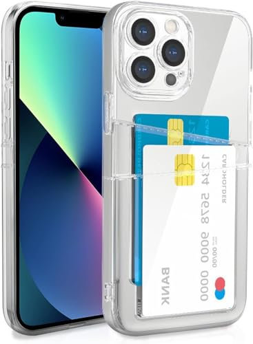 XIMIZU For iPhone 12 Pro Case with 2 Card Holder, Soft TPU Anti-Yellow Crystal Clear Shockproof Protective Phone Cover with 2 Card Slot Wallet Case for iPhone 12 Pro