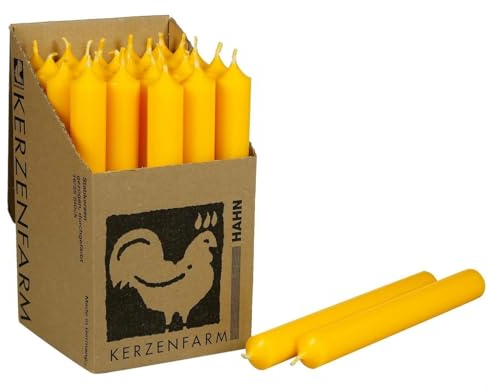 Stabkerzen 10 Stück Tafelkerzen durchgehend gefärbt Spitzkerzen für die Tisch-Deko zur Hochzeit Weihnachten & Party Farbe: Gelb Höhe:18cm
