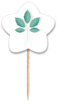Palillos de dientes planos verdes Art Deco con diseño de estrella, palillos para cupcakes
