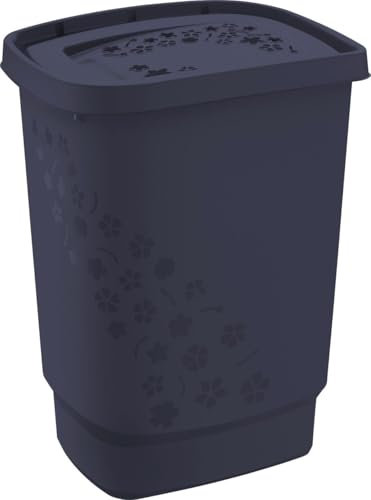 Rotho Wäschesammler Flowers, 55 l midnight blau Wäschetonne Wäschebox
