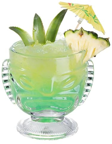 Vinbcorw Verres Tiki Verres à Cocktail cristallins, Tasses tiki, Verres tiki clairs, fête hawaïenne, Verres à Cocktail Mignons et Exotiques, Tasse tiki hawaïenne,A1