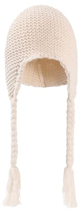 Jagd Hut Gestrickte Wollmütze für, einfarbig, Strickwollmütze, Zopfohren und warme Mütze Winterhut Damen (Khaki, One Size)