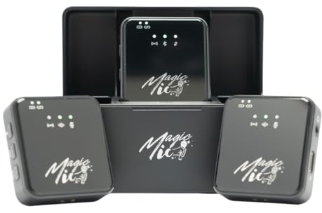 MagicMic™ 2in1 Mikrofon (3. Generation) Content Creation, Lavalier-Funkmikrofon mit Geräuschunterdrückung für PC, iPhone, Interviews, YouTube, Vlogs (2 Sender + 1 Empfänger + Ladebox + Adapter)