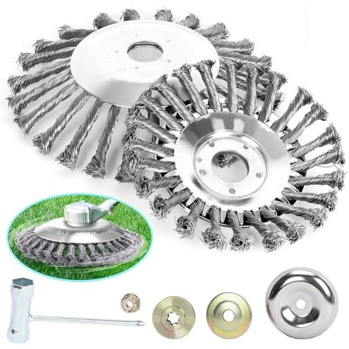 ZZDWLDHA 2 x Unkrautvernichter-Aufsätze, Stahldraht-Trimmerkopf, Unkrautklinge, Universal-Adapter-Set (15,2 cm und 20,3 cm)