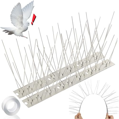 XIMEY Pinchos Antipalomas, 10 Piezas x 25cm Pinchos Palomas Acero Inoxidable, Pinchos para Palomas, Espanta Palomas, Ahuyentador Palomas, Antipalomas para Cuervos, Gorriones, Pájaros, Gatos-2.5M