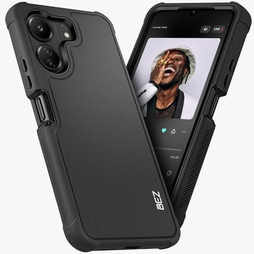 BEZ Hülle für Redmi 13C Hülle, Robuste Hochleistungshülle, Militärqualität, Staubdichte, rutschfeste Dauerhafte Schutzhülle für Xiaomi Redmi 13C, Schwarz