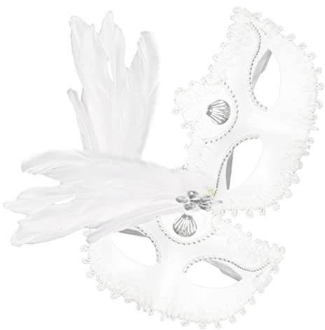 Yardenfun 2St Karnevalsmaske halloween masken halloweenmaske faschingskostüme mundschutzmasken Masken für Ballpartys Karneval Halbmasken Cosplay-Maskerade-Masken Ball Masken Plastik Weiß