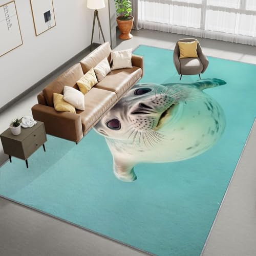 Area Rug 23x35 inch Living Room Non Slip Carpet Animal Photography Seal for Bedroom Machine Washable Rug Short Pile Rug Non Shedding Kitchen Bedroom Dining Rugs Animal Seal