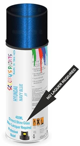 SCOOBYS PAINTS BACK IN THE MIX Direct Gloss Aerosol Spray Paint For Hyundai Navy Blue Code: Jt No Lacquer Required