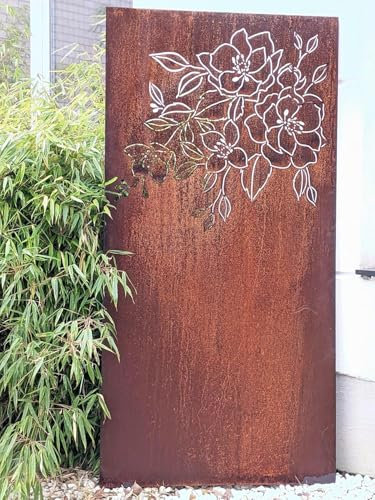 Zen Man Edelrost Garten Sichtschutz Wand Rost Sichtschutz aus Stahlblech Rost Gartenzubehör L75*H180cm 1mm 032160-4