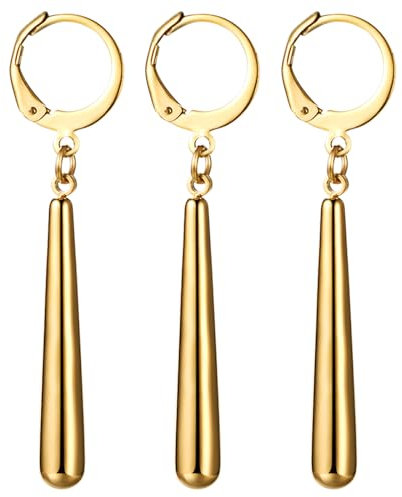 JewelryWe Zorro Ohrringe Herren 3er Set: Gold Edelstahl Creolen Huggie Clip On Hängende Ohrringe One Piece Lorenor Zorro Cosplay Anime Liebhaber Fans Schmuck