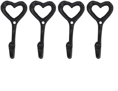 Set mit 4 dekorativen Gusseisen-Haken mit einzigartigem Herz-Design, perfekte Aufbewahrungsmöglichkeit für Ihr Zuhause (4 Stück)