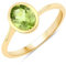 Rafaela Donata Damen Ring aus 925/- Sterling Silber gelbvergoldet 14 Karat mit Peridot grün Edelsteinring Edelsteingröße 8x6 mm
