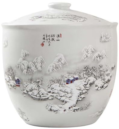 LENNOSIL Grain and Rice Storage Container, Ceramic Rice Dispenser, Large Capacity Grain Dispenser, Food Dispenser Airtight Storage, Chinese Rice Dispenser(15kg)