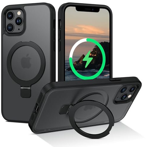 VENINGO für iPhone 11 Pro Hülle mit Unsichtbarer Ständer, Kompatibel mit MagSafe, Matt Rückseite, Stoßfest, Kratzfest, Anti-Fingerabdruck, iPhone 11 Pro Handyhülle 5,8 Zoll, Schwarz