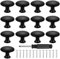 ZHENGYYUU 13 Pcs Black Drawer Cabinet Knobs, Antique Cupboard Door Knobs Pulls, Round Metal Wardrobe Handles for Furniture Kitchen Cabinet Wardrobes Dresser(30mm, Black)