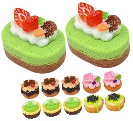 TOYANDONA 12stücke Miniatur-Dessert-Kuchen-Modell Für Puppenhausküche Lebensmittel-Requisiten-dekor Mini-Kuchen-verzierung Fake-Kuchen-Ornament Für Miniaturszenen Und Sammlungen