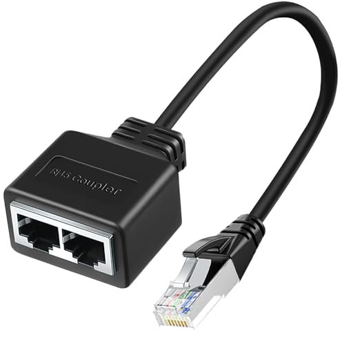 Syylqyr 1 PCS Ethernet Splitter 1 to 2, Rj45 Splitter Extender Internet Connector Socket Switch for Two Computers Access Ethernet, for Home And Office Use (Black)