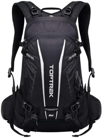 toptrek Fahrradrucksack Wasserdicht 20L,Ultraleicht Rucksack für Damen & Herren,Fahrrad Rucksack mit Regenschutz und Helmabdeckung,Rucksäcke Mountainike MTB(Schwarz)