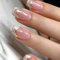 Glitter False Nails French Tip - 24PCS Medium Square Press on Nails - Shimmer Stick on nails - Glossy Fake Nails with Glue - Elegant Nail Tips for Women DIY French Manicure at Home