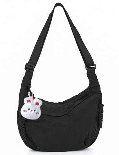 TYXHXTF Borsa Mezzaluna Donna, Crossbody Bag Hobo con Tracolla Regolabile Marsupio con Cerniera per Tempo Libero, Lavoro, Viaggi (Nero)